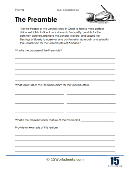 U.S. Constitution Worksheets - 15 Worksheets.com