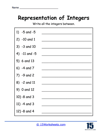 Representation of Integers Worksheets - 15 Worksheets.com
