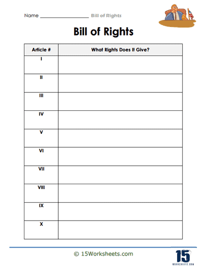 Bill of Rights Worksheets - 15 Worksheets.com