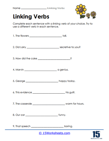 Linking Verbs Worksheets