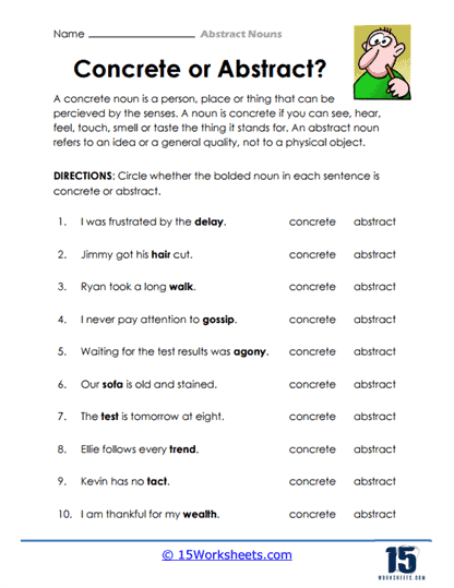 Abstract Nouns Worksheets - 15 Worksheets.com