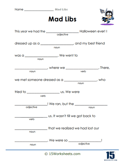 Mad Libs Worksheets 15