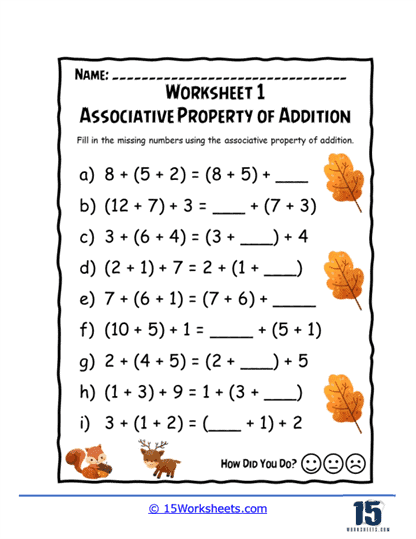 Associative Property Worksheets - 15 Worksheets.com