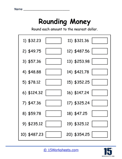 Rounding Money Worksheets - 15 Worksheets.com