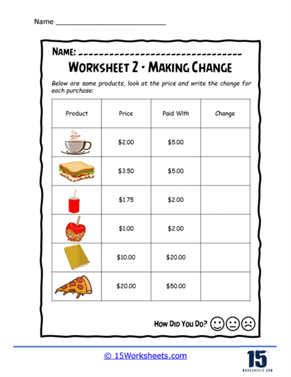 Making Change Worksheets - 15 Worksheets.com