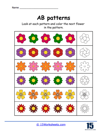 AB Patterns Worksheets - 15 Worksheets.com