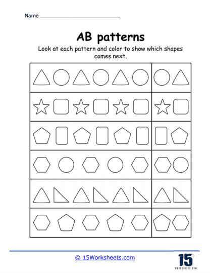 AB Patterns Worksheets - 15 Worksheets.com