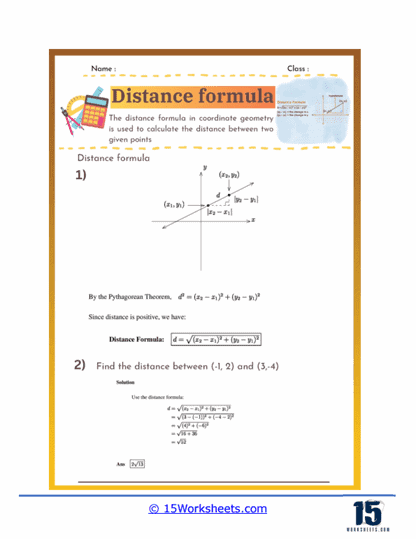 Distance Formula Worksheets - 15 Worksheets.com