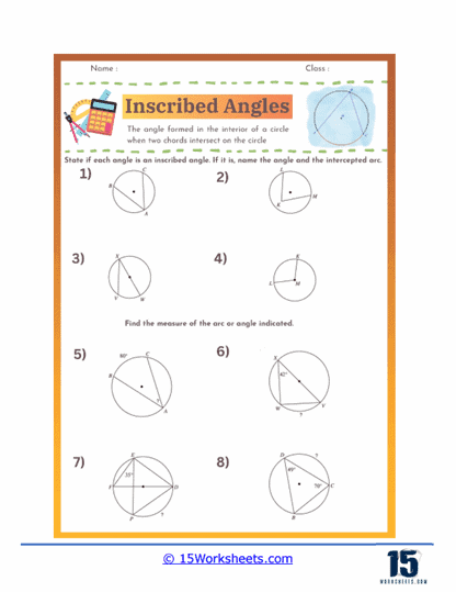 Inscribed Angles Worksheets - 15 Worksheets.com