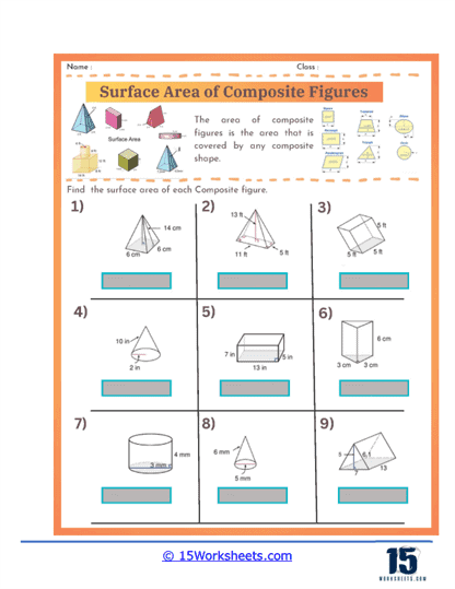 Surface Area of Composite Figures Worksheets - 15 Worksheets.com