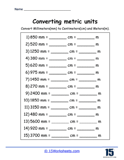 Metric System Worksheets - 15 Worksheets.com