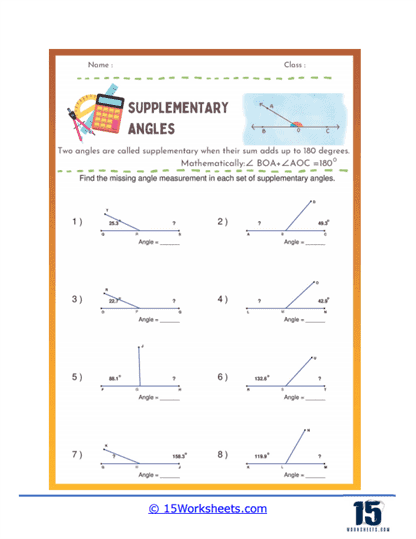 Complementary and Supplementary Angles Worksheets - 15 Worksheets.com