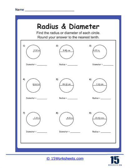 Radius and Diameter Worksheets - 15 Worksheets.com