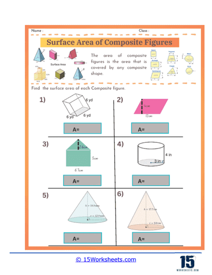 Surface Area of Composite Figures Worksheets - 15 Worksheets.com