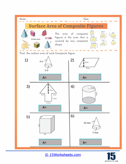 Surface Area of Composite Figures Worksheets - 15 Worksheets.com
