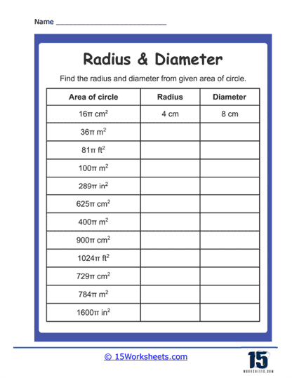 Radius and Diameter Worksheets - 15 Worksheets.com