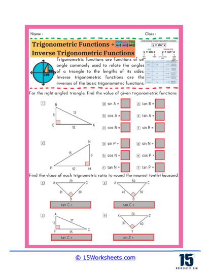 Trigonometric Functions Worksheets - 15 Worksheets.com