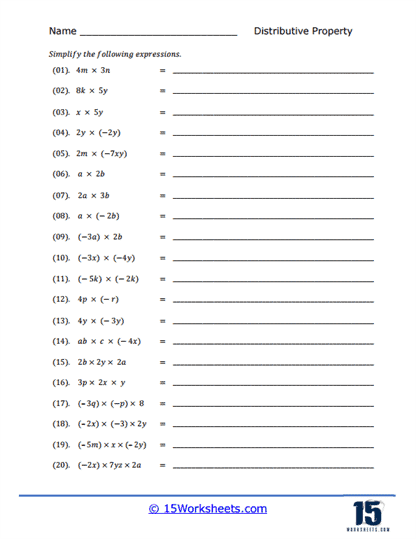 Distributive Property Worksheets - 15 Worksheets.com