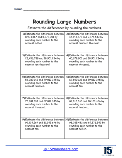 Rounding Large Numbers Worksheets - 15 Worksheets.com
