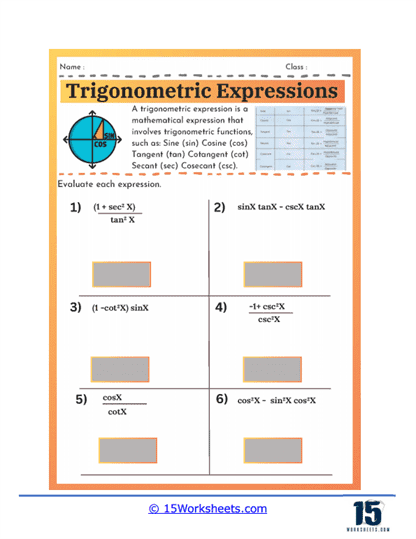 Trigonometric Expressions Worksheets - 15 Worksheets.com