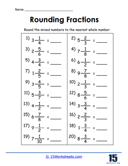 Rounding Fractions Worksheets - 15 Worksheets.com