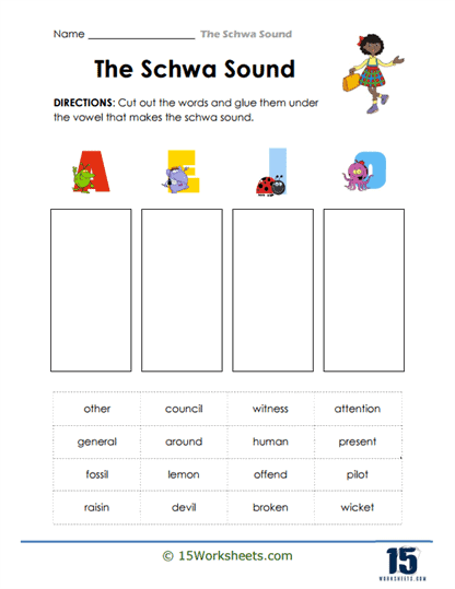Schwa Sounds Worksheets - 15 Worksheets.com