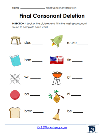 Final Consonant Deletion Worksheets - 15 Worksheets.com