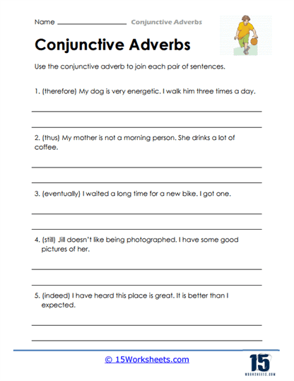 Conjunctive Adverbs Worksheets - 15 Worksheets.com