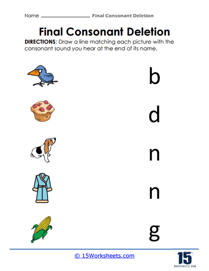 Final Consonant Deletion Worksheets - 15 Worksheets.com