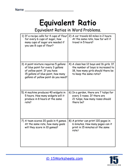Equivalent Ratios Worksheets | Ratios and Proportions - 15 Worksheets.com