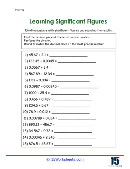 Significant Figures Worksheets - 15 Worksheets.com