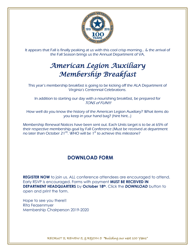 Department Fall Conference to Feature ALA Membership Breakfast