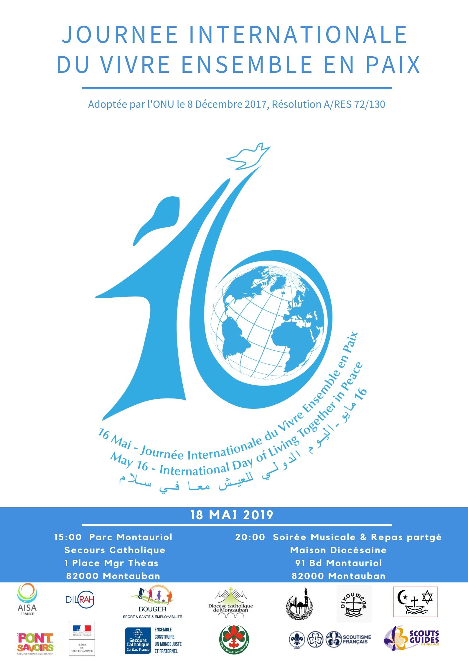Journée Internationale du Vivre Ensemble En Paix à Montauban 16may