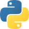 A highly abstracted symbol suggestive of the head ends of two snakes in a double helix viewed head-on, curved clockwise toward the viewer: a blue snake comes in from behind to the left, with head folding back on its body at the top, and a yellow snake comes in from behind to the right and its head folds back on its body at the bottom; the overall silhouette of the symbol forms a rough plus sign, and the eye locations are suggestive of a yin and yang.
