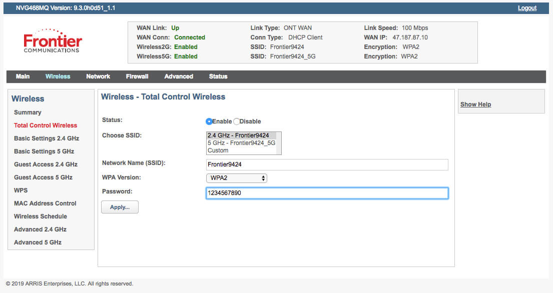 Frontier Router Login 192.168.1.1