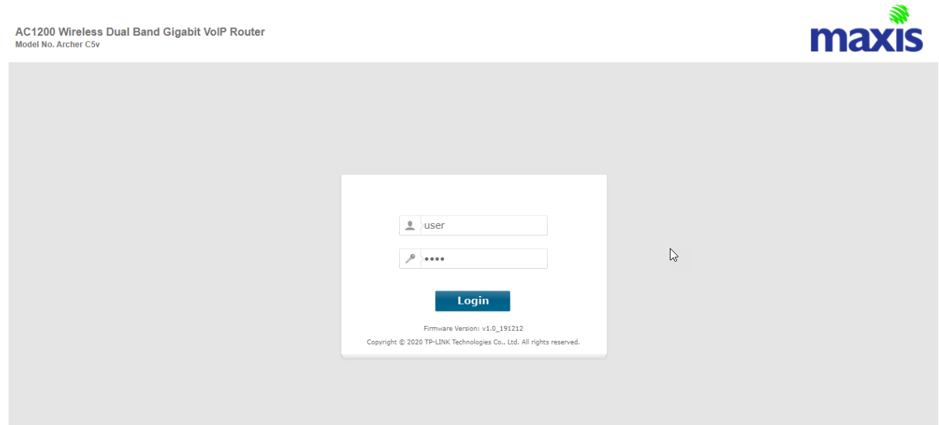 Maxis Router Login 192.168.1.1