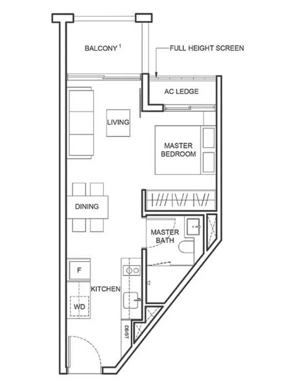 One Bedroom Condo Floor Plan