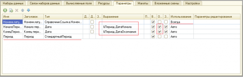 Возможно ли при настройке схемы компоновки данных определить в качестве ресурса не числовое поле