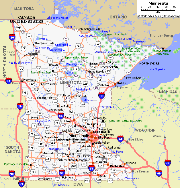 Minnesota Pet Friendly Road Map by 1Click