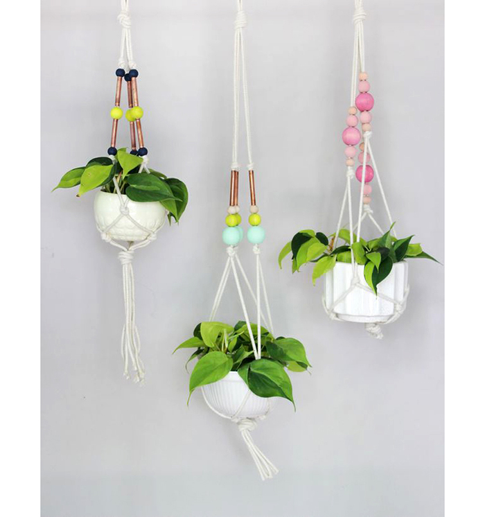 Как повесить горшок с цветком на веревке схема