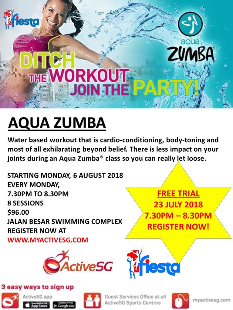 AQUA ZUMBA is coming to Jalan Besar Pool!! one time free trial on 23