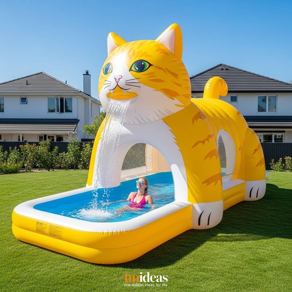 Inflatable Cat Shaped Pools Giant Backyard Family Pool for Kids
