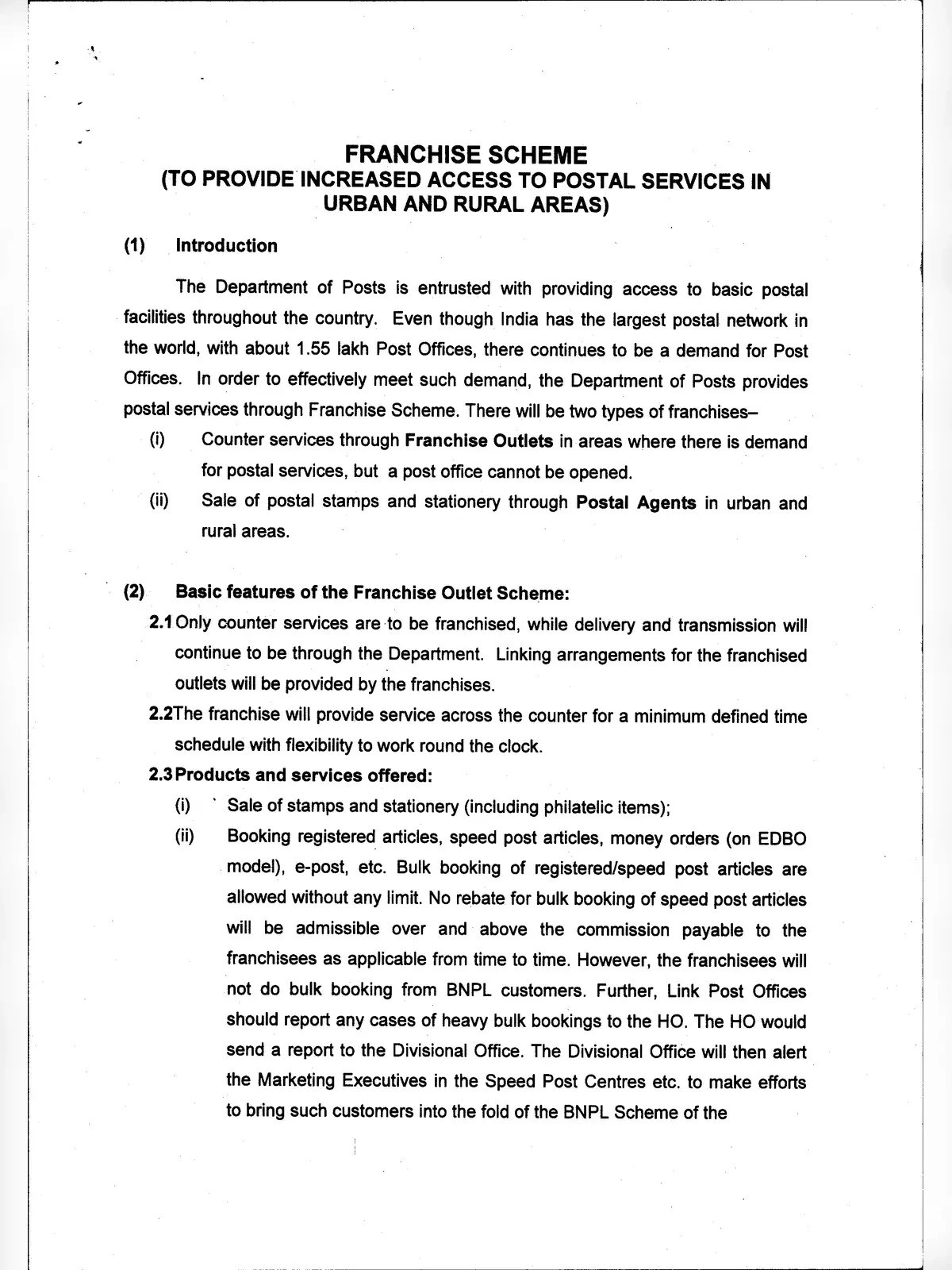 Post Office Franchise Application Form and Scheme Details 1PDF