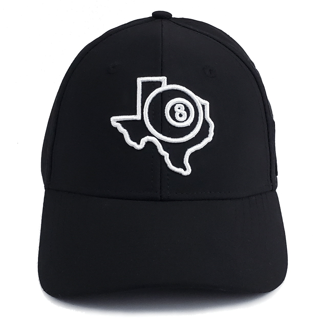 Texas 8Ball Black Stretch Fit Curved Bill Hat 1PKT