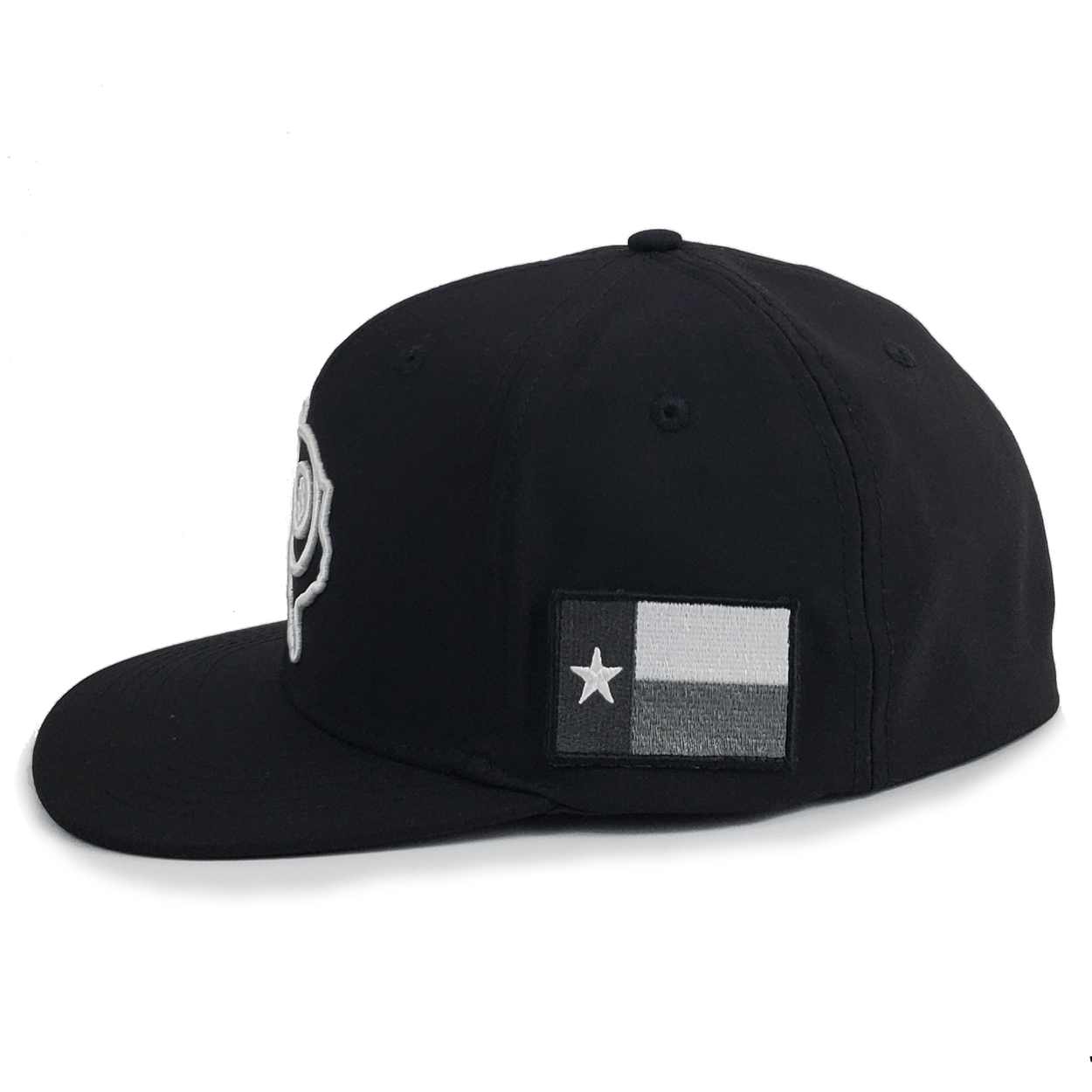 Texas 8Ball Black Stretch Fit Flat Bill Hat 1PKT