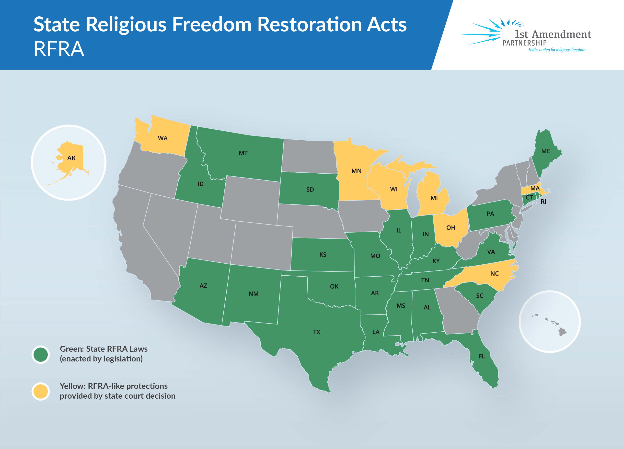 Current US RFRA Map 1st Amendment Partnership