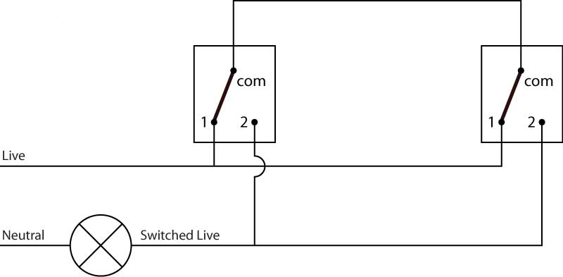 2-Way Switching With A 3-Wire System And Old Cable Colors - 1st