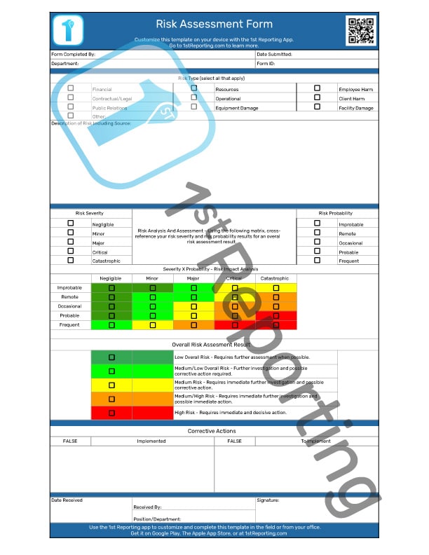 Hazard Assessment Form Template