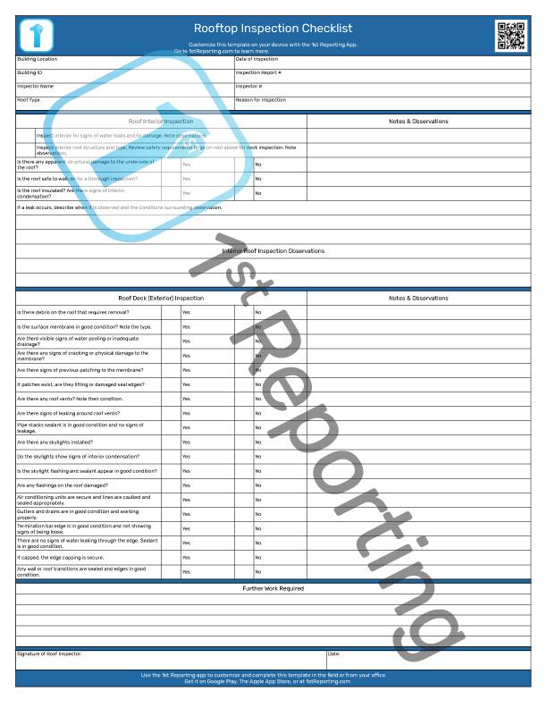 Rooftop Inspection Checklist For Commercial Properties