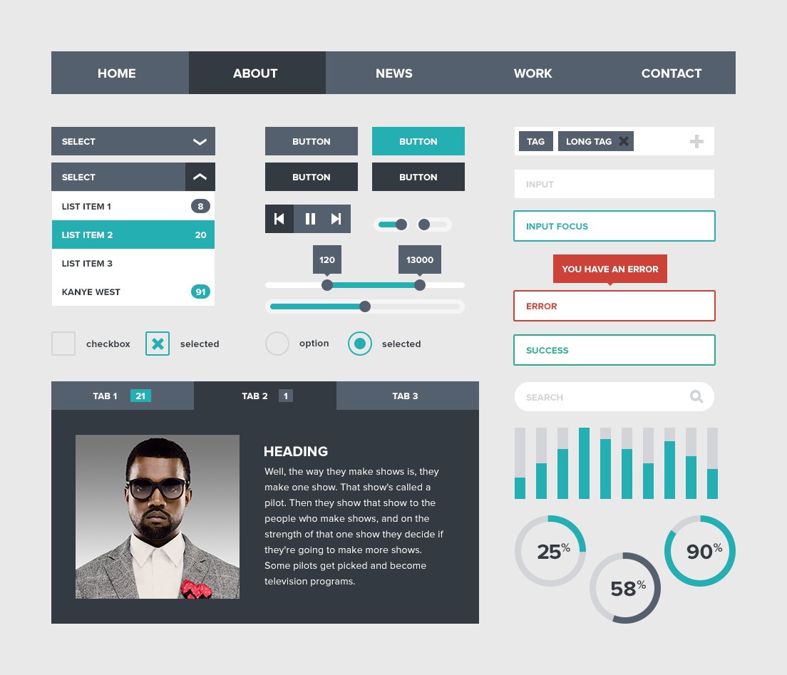 The Top 50 Free Flat Design UI Kits & Templates